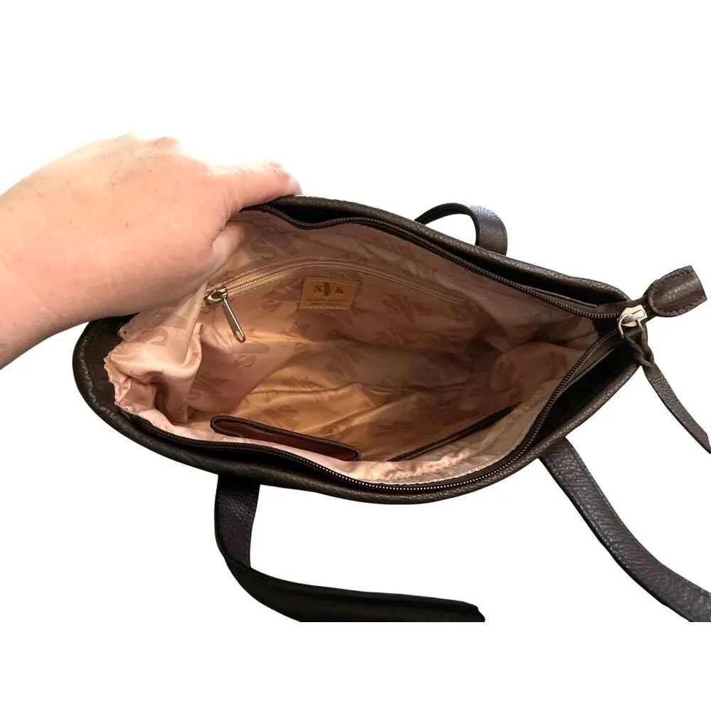 SVK Western Tooled Leather Shoulder Handbag With Unique Textured Design - Picture 4 of 5